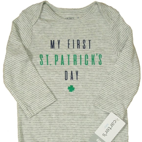 Grey My First St Patricks Day Bodysuit Boys Girls Baby 1st Holiday Creeper - Picture 2 of 4